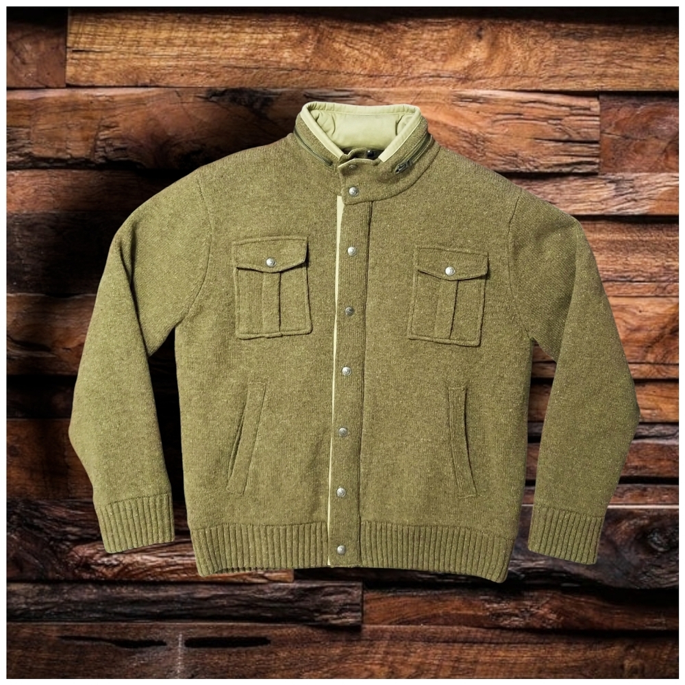 SCHOTT NYC MILITARY STYLE SWEATER JACKET- MEN'S SIZE LARGE